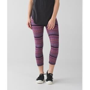 Lululemo Wunder Under Crop III 21 1/2" Space Dye Twist striped leggings size 2